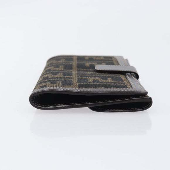FENDI Zucca Canvas Long Wallet Brown Auth 208102V