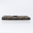 FENDI Zucca Canvas Long Wallet Brown Auth 208102V-7