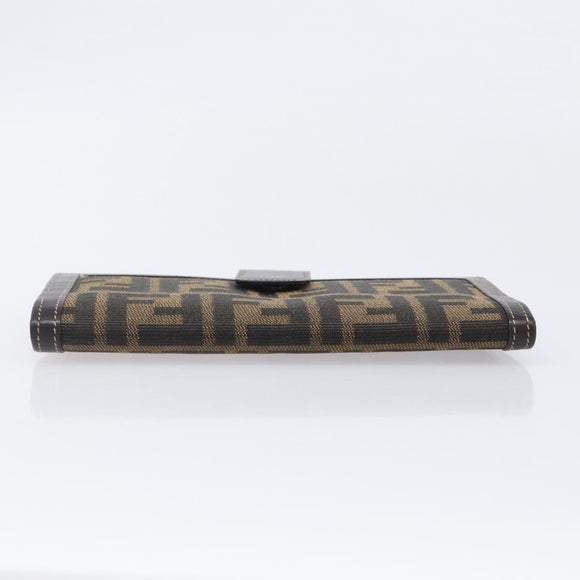 FENDI Zucca Canvas Long Wallet Brown Auth 208102V