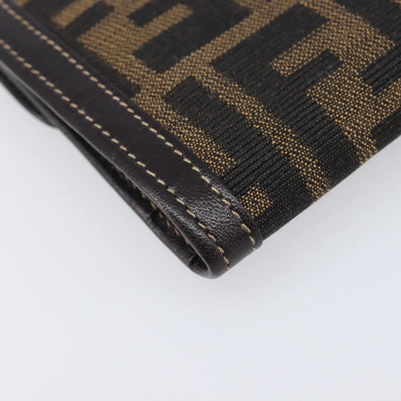 FENDI Zucca Canvas Long Wallet Brown Auth 208102V