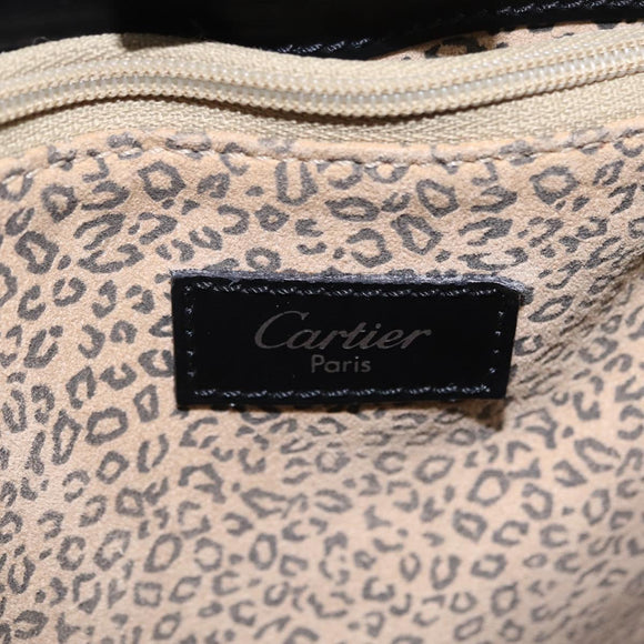 Cartier PANTHERE Shoulder Bag Leather Black Silver Auth 208103V