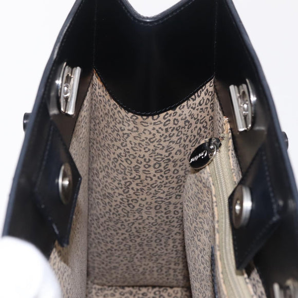 Cartier PANTHERE Shoulder Bag Leather Black Silver Auth 208103V