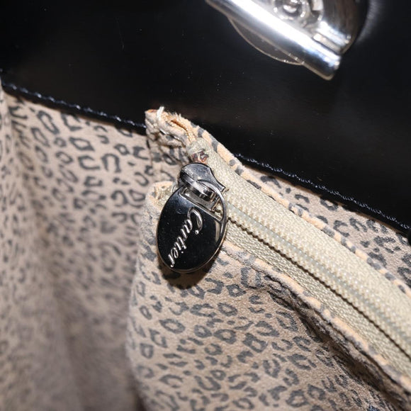 Cartier PANTHERE Shoulder Bag Leather Black Silver Auth 208103V