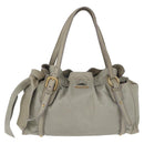 Miu Miu Vitellolux Tote Bag Leather Ivory Gold Tone Auth 208105V-13