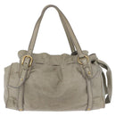 Miu Miu Vitellolux Tote Bag Leather Ivory Gold Tone Auth 208105V-2