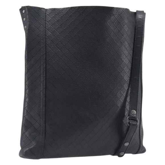 Bottega Veneta Shoulder Bag Leather Black Gold Tone Auth 208108A