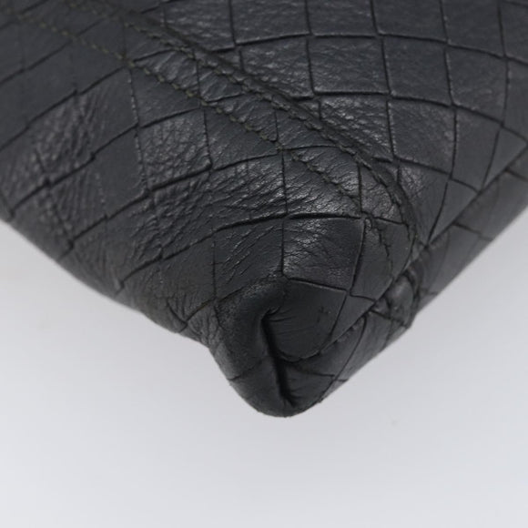 Bottega Veneta Shoulder Bag Leather Black Gold Tone Auth 208108A