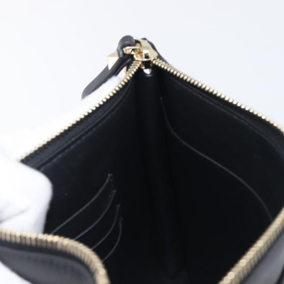 Valentino Rock Studs Clutch Bag Leather Black Gold Tone Auth 208109V