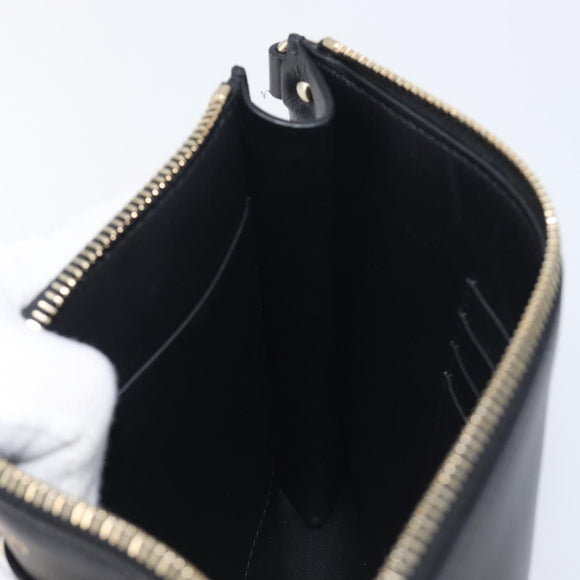 Valentino Rock Studs Clutch Bag Leather Black Gold Tone Auth 208109V