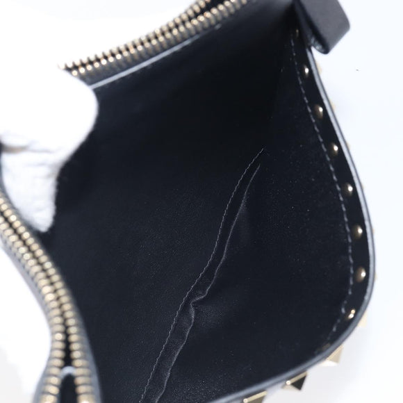 Valentino Rock Studs Clutch Bag Leather Black Gold Tone Auth 208109V