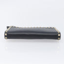 Valentino Rock Studs Clutch Bag Leather Black Gold Tone Auth 208109V-6