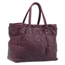 Saint Laurent Tote Bag Leather Purple Gold Auth 208111V-1