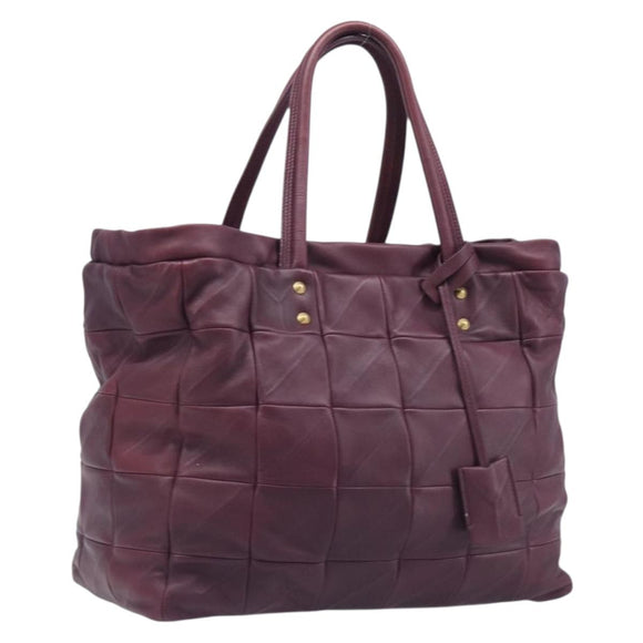 Saint Laurent Tote Bag Leather Purple Gold Auth 208111V