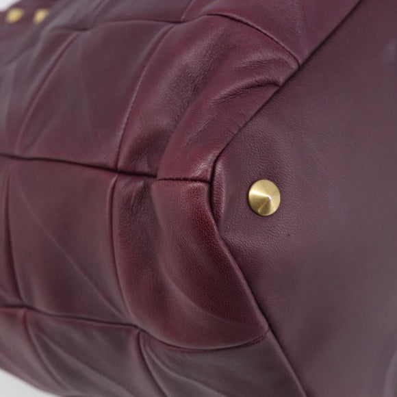 Saint Laurent Tote Bag Leather Purple Gold Auth 208111V
