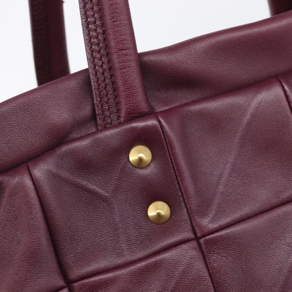 Saint Laurent Tote Bag Leather Purple Gold Auth 208111V