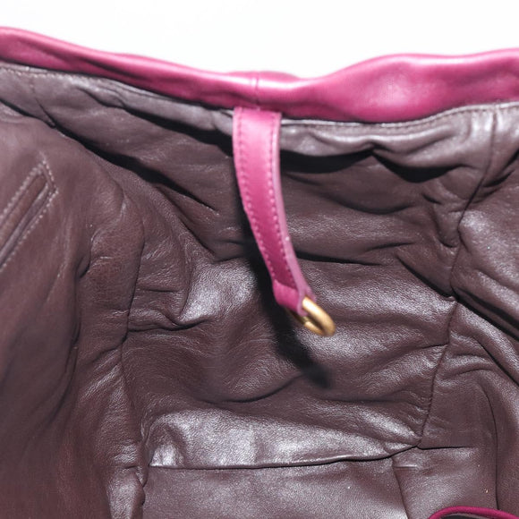Saint Laurent Tote Bag Leather Purple Gold Auth 208111V