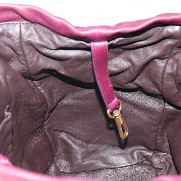 Saint Laurent Tote Bag Leather Purple Gold Auth 208111V