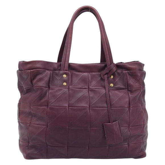 Saint Laurent Tote Bag Leather Purple Gold Auth 208111V