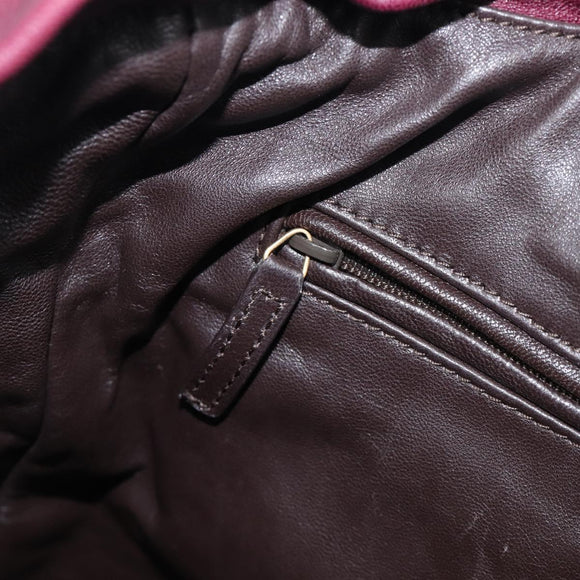 Saint Laurent Tote Bag Leather Purple Gold Auth 208111V