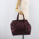 Saint Laurent Tote Bag Leather Purple Gold Auth 208111V-24