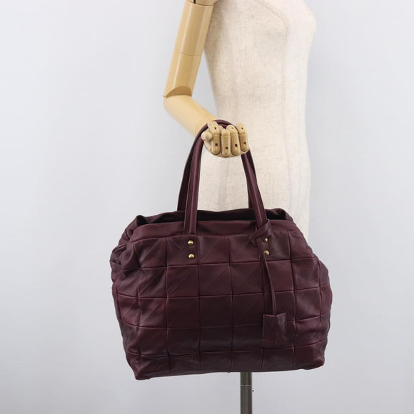 Saint Laurent Tote Bag Leather Purple Gold Auth 208111V