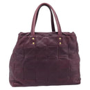 Saint Laurent Tote Bag Leather Purple Gold Auth 208111V-2