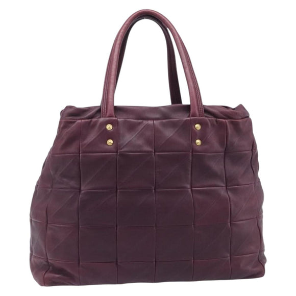 Saint Laurent Tote Bag Leather Purple Gold Auth 208111V