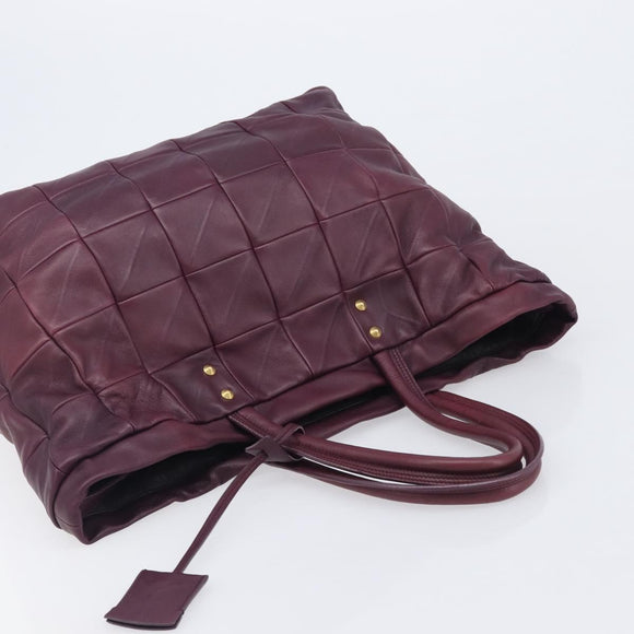 Saint Laurent Tote Bag Leather Purple Gold Auth 208111V