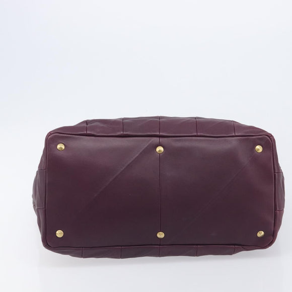 Saint Laurent Tote Bag Leather Purple Gold Auth 208111V