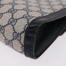 GUCCI GG Supreme Sherry Line Clutch Bag PVC Navy Gold Tone 89 01 006 Auth 208113-16