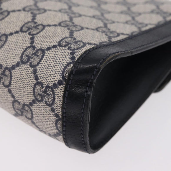 GUCCI GG Supreme Sherry Line Clutch Bag PVC Navy Gold Tone 89 01 006 Auth 208113