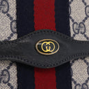 GUCCI GG Supreme Sherry Line Clutch Bag PVC Navy Gold Tone 89 01 006 Auth 208113-17