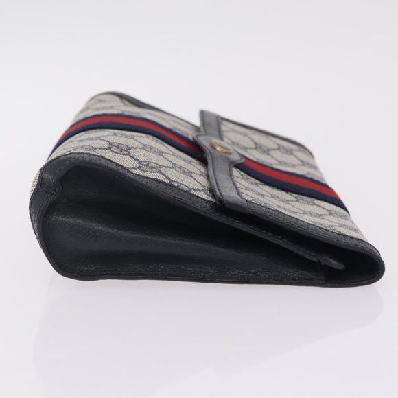 GUCCI GG Supreme Sherry Line Clutch Bag PVC Navy Gold Tone 89 01 006 Auth 208113