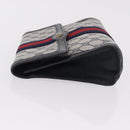 GUCCI GG Supreme Sherry Line Clutch Bag PVC Navy Gold Tone 89 01 006 Auth 208113-4
