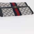 GUCCI GG Supreme Sherry Line Clutch Bag PVC Navy Gold Tone 89 01 006 Auth 208113-5