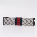 GUCCI GG Supreme Sherry Line Clutch Bag PVC Navy Gold Tone 89 01 006 Auth 208113-6