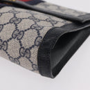 GUCCI GG Supreme Sherry Line Clutch Bag PVC Navy Gold Tone 89 01 006 Auth 208113-14