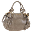 Miu Miu Vitellolux Hand Bag Leather 2way Brown Gold Tone Auth 208116V-1
