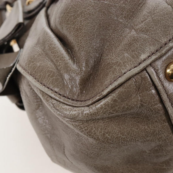 Miu Miu Vitellolux Hand Bag Leather 2way Brown Gold Tone Auth 208116V