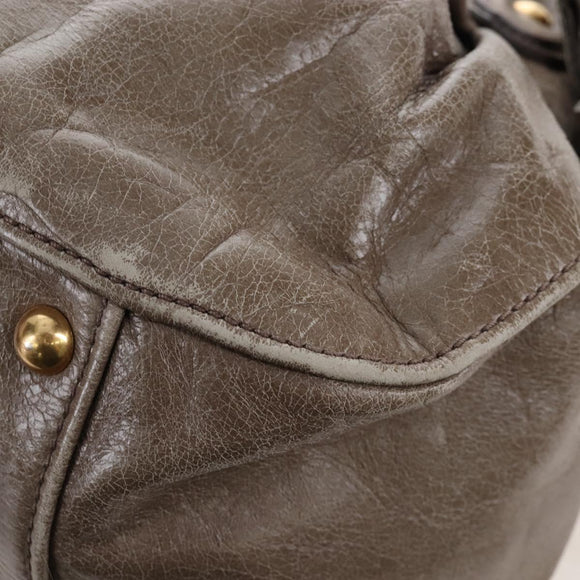 Miu Miu Vitellolux Hand Bag Leather 2way Brown Gold Tone Auth 208116V