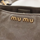 Miu Miu Vitellolux Hand Bag Leather 2way Brown Gold Tone Auth 208116V-18