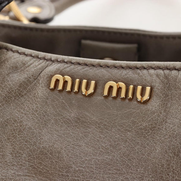 Miu Miu Vitellolux Hand Bag Leather 2way Brown Gold Tone Auth 208116V