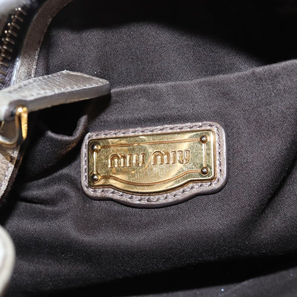 Miu Miu Vitellolux Hand Bag Leather 2way Brown Gold Tone Auth 208116V