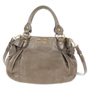 Miu Miu Vitellolux Hand Bag Leather 2way Brown Gold Tone Auth 208116V-2
