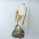 Miu Miu Vitellolux Hand Bag Leather 2way Brown Gold Tone Auth 208116V-26