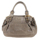 Miu Miu Vitellolux Hand Bag Leather 2way Brown Gold Tone Auth 208116V-3