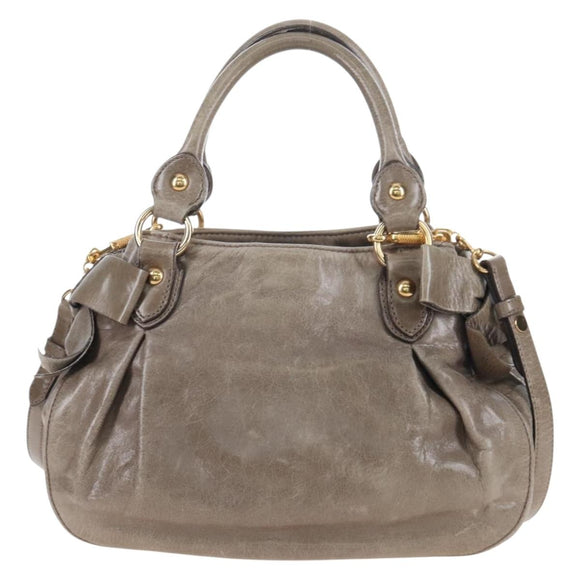 Miu Miu Vitellolux Hand Bag Leather 2way Brown Gold Tone Auth 208116V