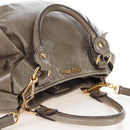 Miu Miu Vitellolux Hand Bag Leather 2way Brown Gold Tone Auth 208116V-6