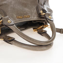 Miu Miu Vitellolux Hand Bag Leather 2way Brown Gold Tone Auth 208116V-7