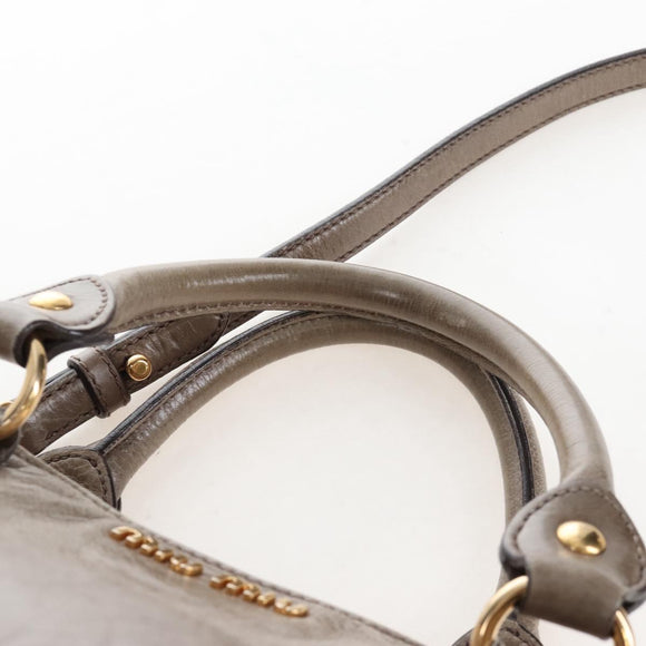 Miu Miu Vitellolux Hand Bag Leather 2way Brown Gold Tone Auth 208116V